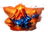 Close-up of Vulkan Casino's fiery lava-themed object with dramatic lighting, representing the brand's essence.
